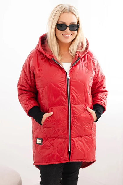 Дамско зимно ватирано яке с качулка, големи размери 5419