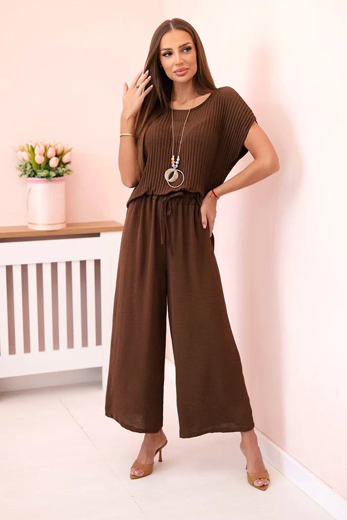 Плисирана блуза с панталон от вискоза ART5444