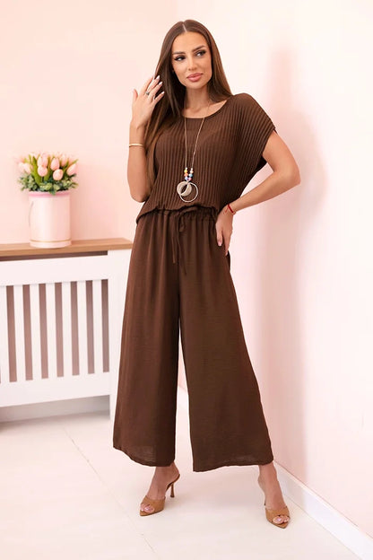 Плисирана блуза с панталон от вискоза ART5444