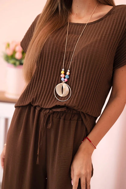 Плисирана блуза с панталон от вискоза ART5444