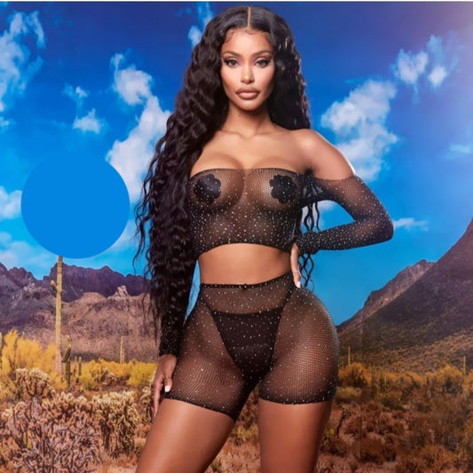 Еротичен Babydoll комплект с кристали 5542