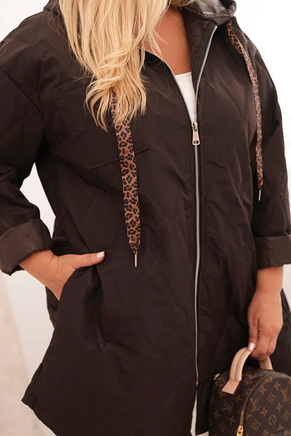 Дамско ватирано яке Plus Size с качулка и надпис HOPE 5614