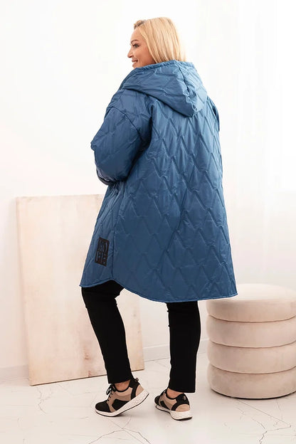 Дамско ватирано яке Plus Size с качулка и надпис HOPE 5614