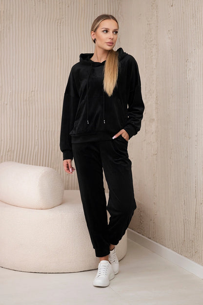 Велурен комплект от суитчър с панталон 5629Q