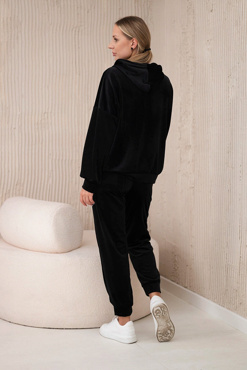 Велурен комплект от суитчър с панталон 5629Q