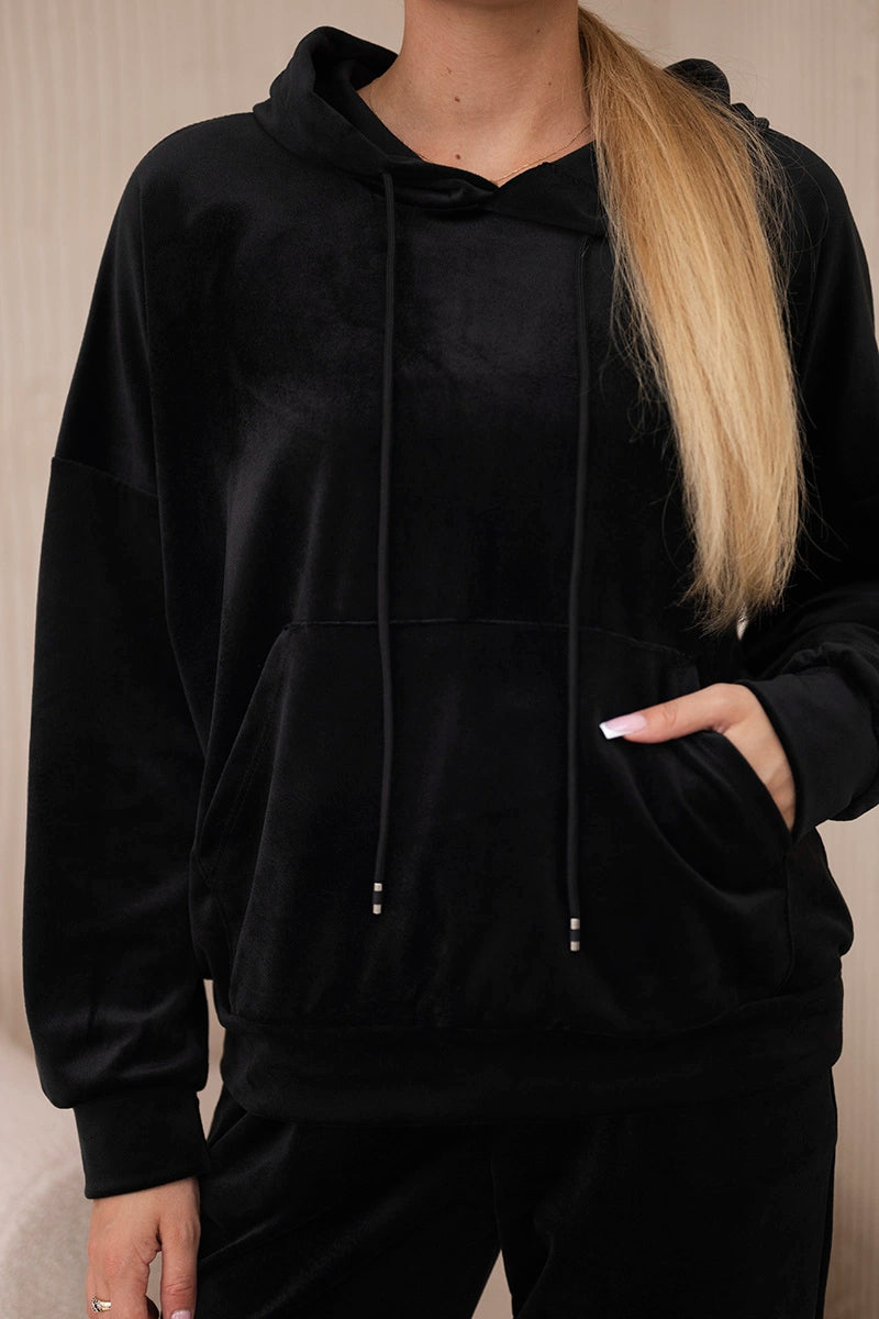 Велурен комплект от суитчър с панталон 5629Q