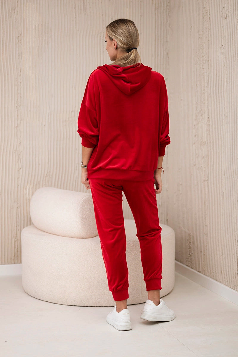 Велурен комплект от суитчър с панталон 5629Q