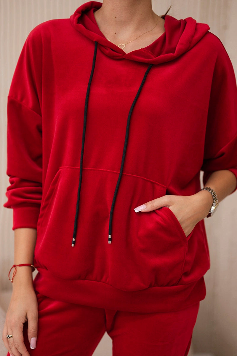 Велурен комплект от суитчър с панталон 5629Q