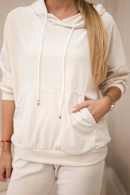 Велурен комплект от суитчър с панталон 5629Q