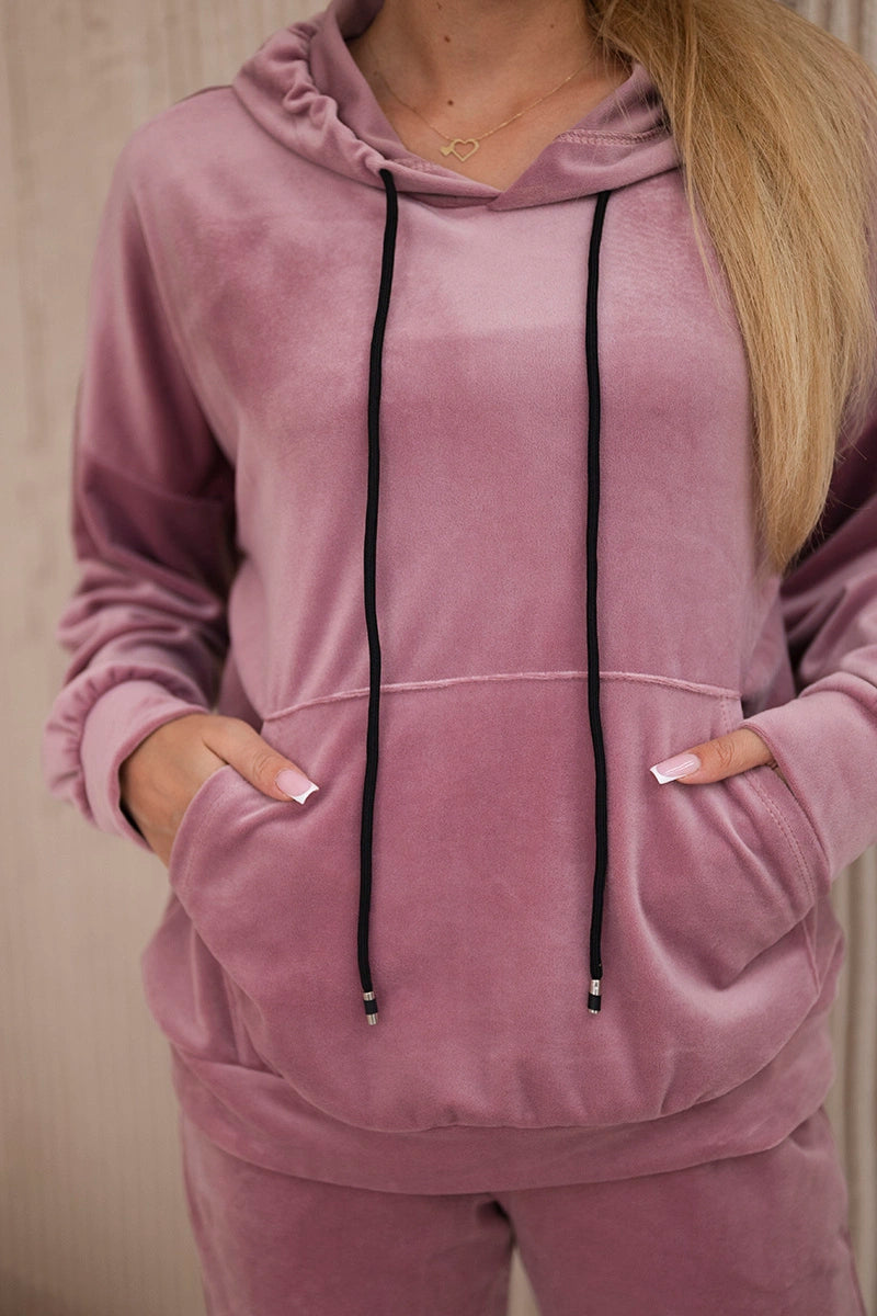 Велурен комплект от суитчър с панталон 5629Q