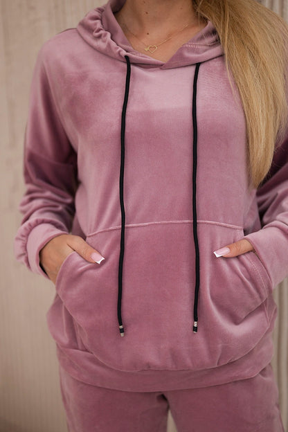 Велурен комплект от суитчър с панталон 5629Q