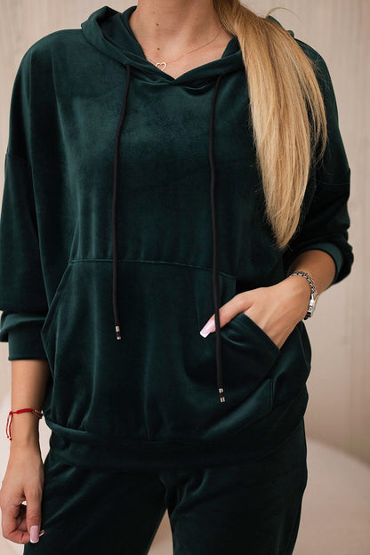 Велурен комплект от суитчър с панталон 5629Q