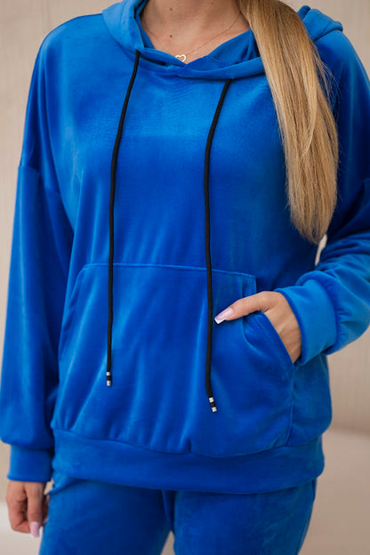 Велурен комплект от суитчър с панталон 5629Q