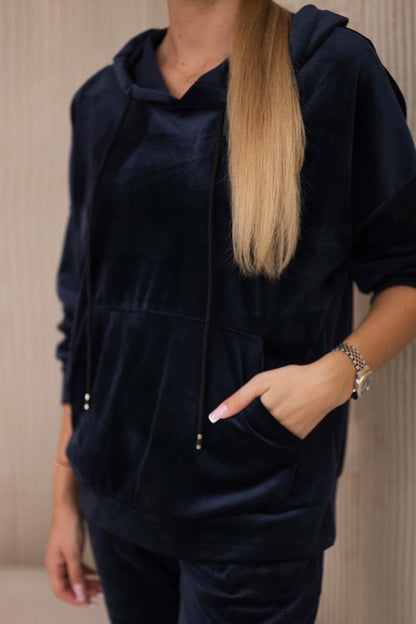 Велурен комплект от суитчър с панталон 5629Q