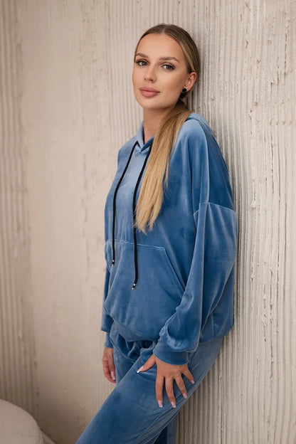 Велурен комплект от суитчър с панталон 5629Q