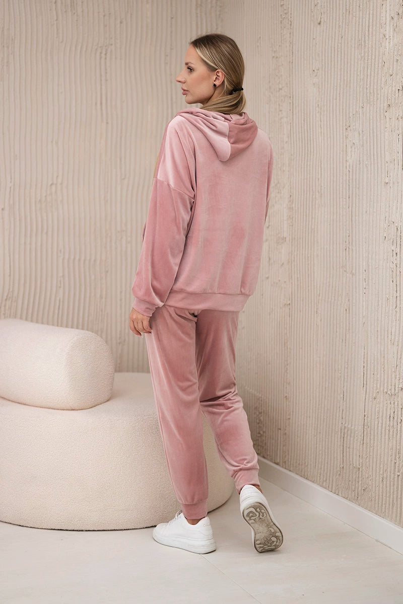 Велурен комплект от суитчър с панталон 5629Q