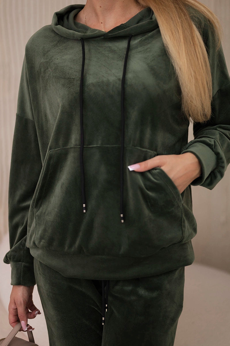 Велурен комплект от суитчър с панталон 5629Q