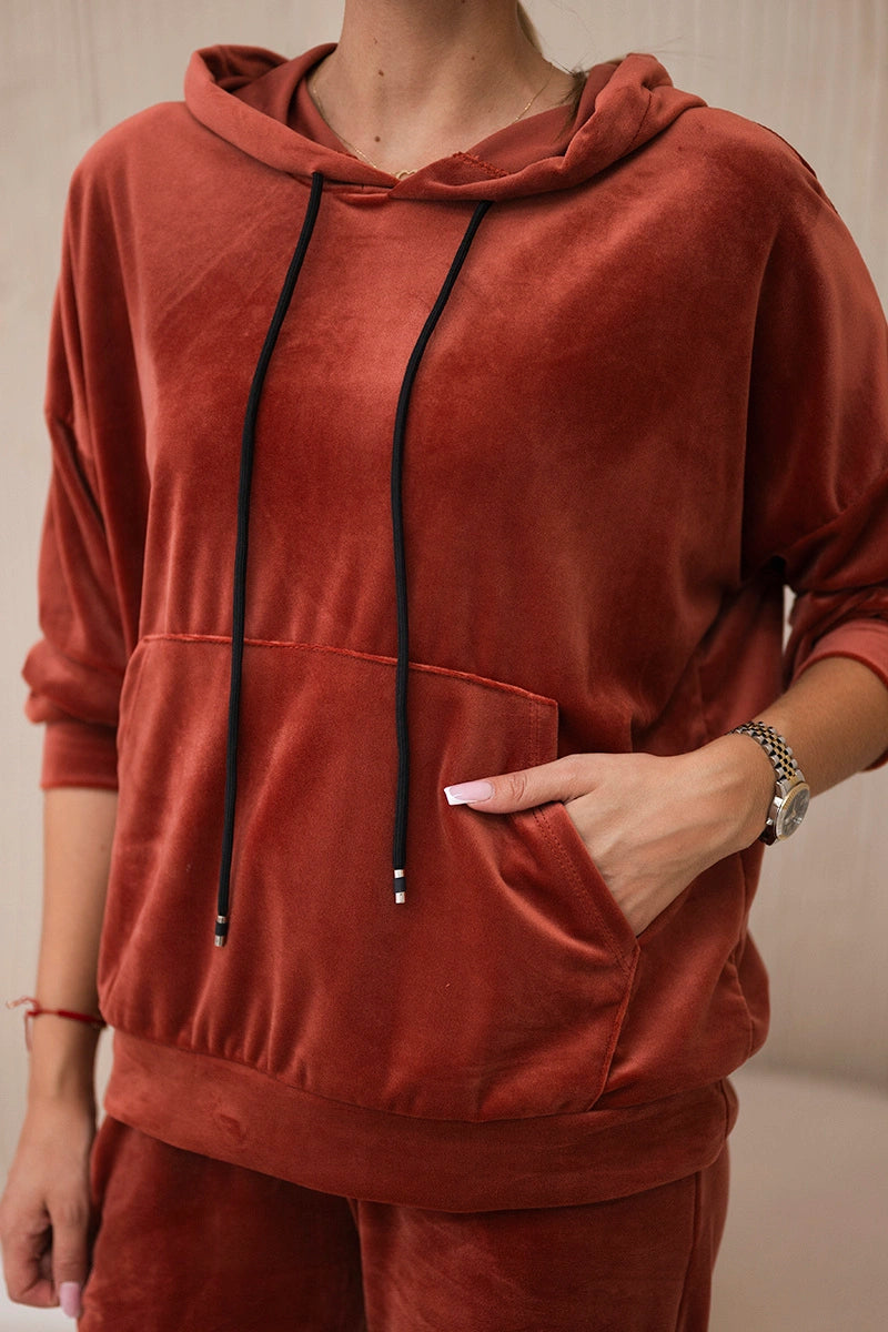 Велурен комплект от суитчър с панталон 5629Q