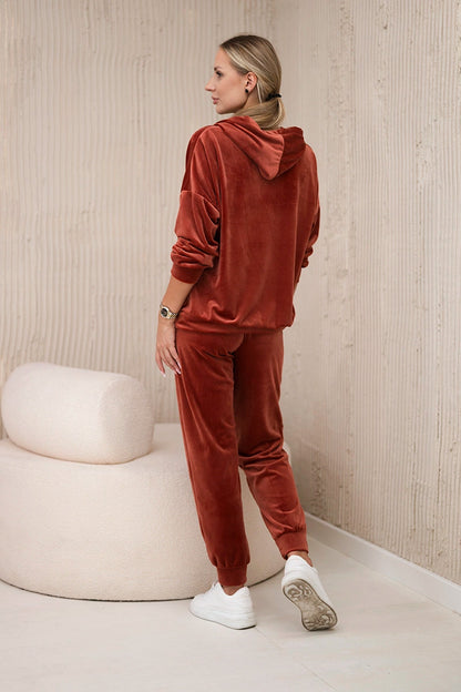 Велурен комплект от суитчър с панталон 5629Q