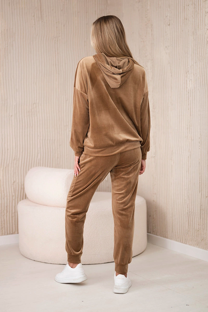 Велурен комплект от суитчър с панталон 5629Q