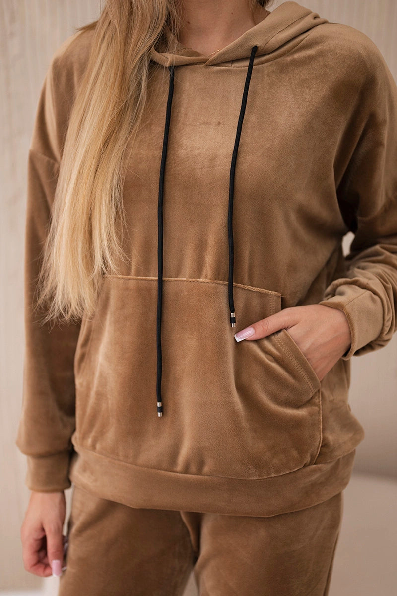 Велурен комплект от суитчър с панталон 5629Q