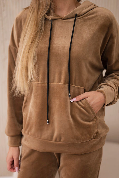 Велурен комплект от суитчър с панталон 5629Q