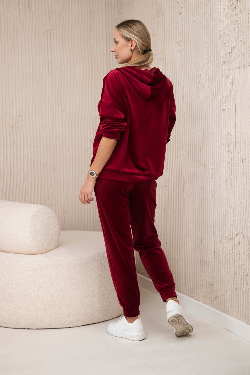 Велурен комплект от суитчър с панталон 5629Q