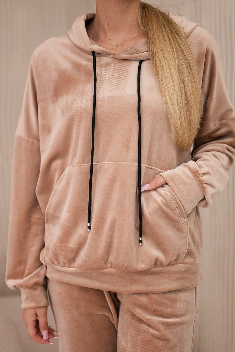 Велурен комплект от суитчър с панталон 5629Q