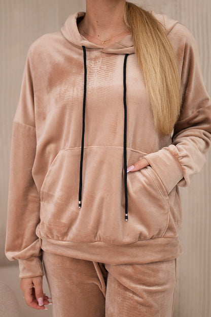 Велурен комплект от суитчър с панталон 5629Q