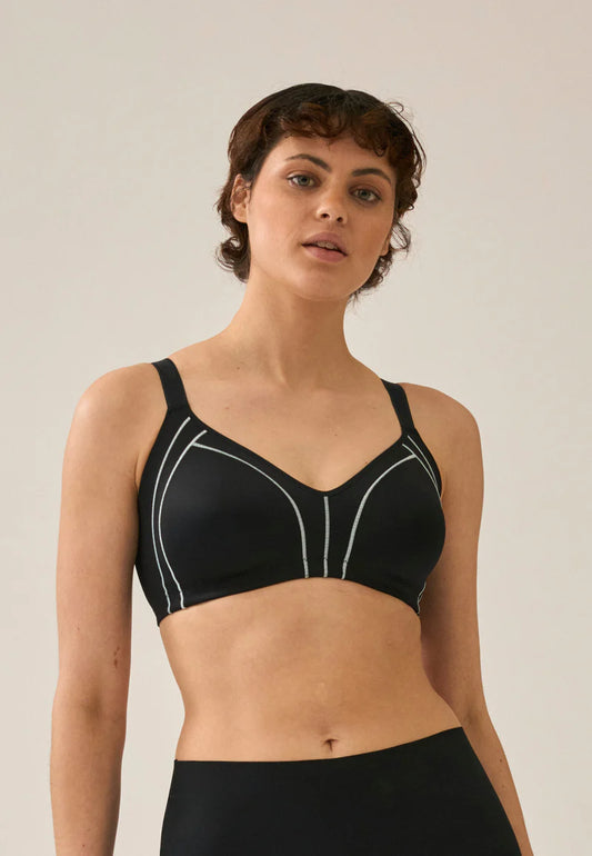 Сутиен с подплатени чаши без банели NATURANA 5632 - черно-бял