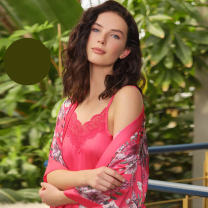 Комплект от сатен в 3 части с халат A-5645