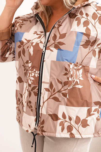 Дамско яке за големи размери с качулка и удължен гръб 5680-1