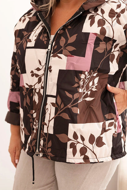 Дамско яке за големи размери с качулка и удължен гръб 5680-1