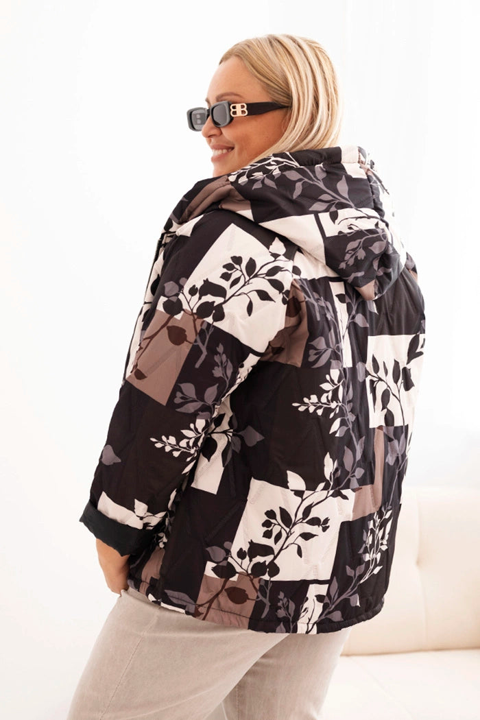 Дамско яке за големи размери с качулка и удължен гръб 5680-1