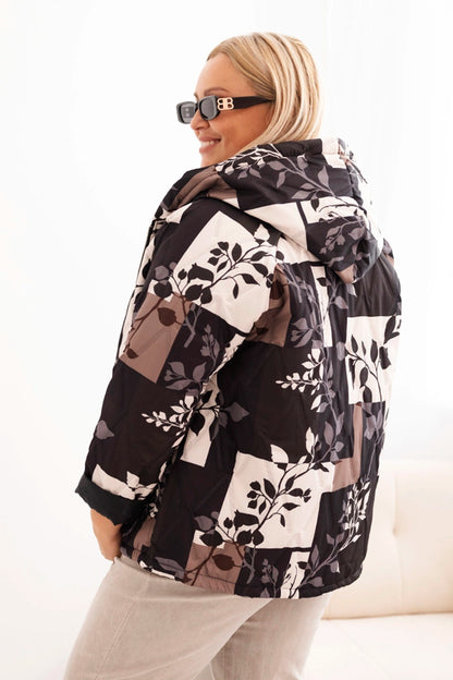 Дамско яке за големи размери с качулка и удължен гръб 5680-1