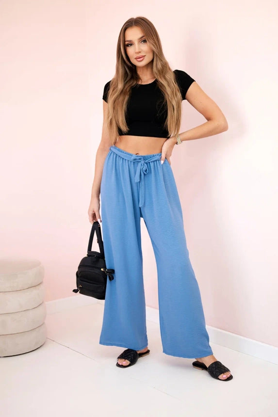 Панталон с широка талия и колан 5878