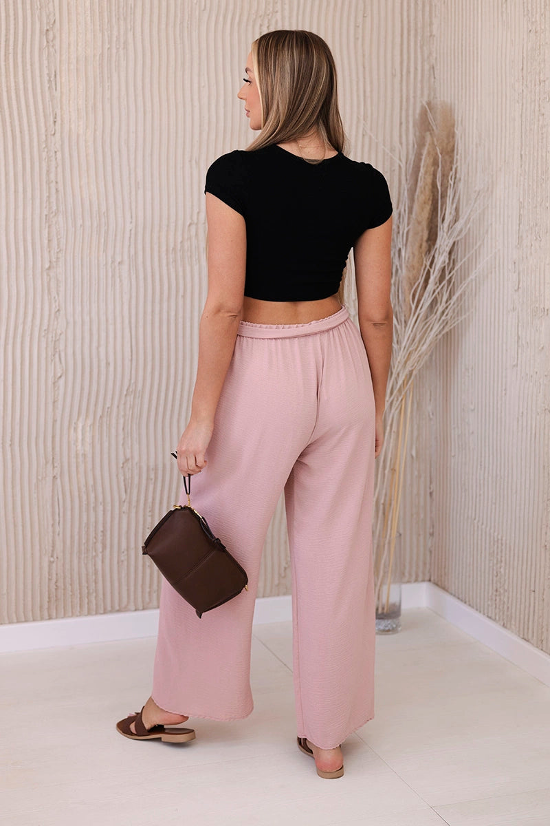 Панталон с широка талия и колан 5878