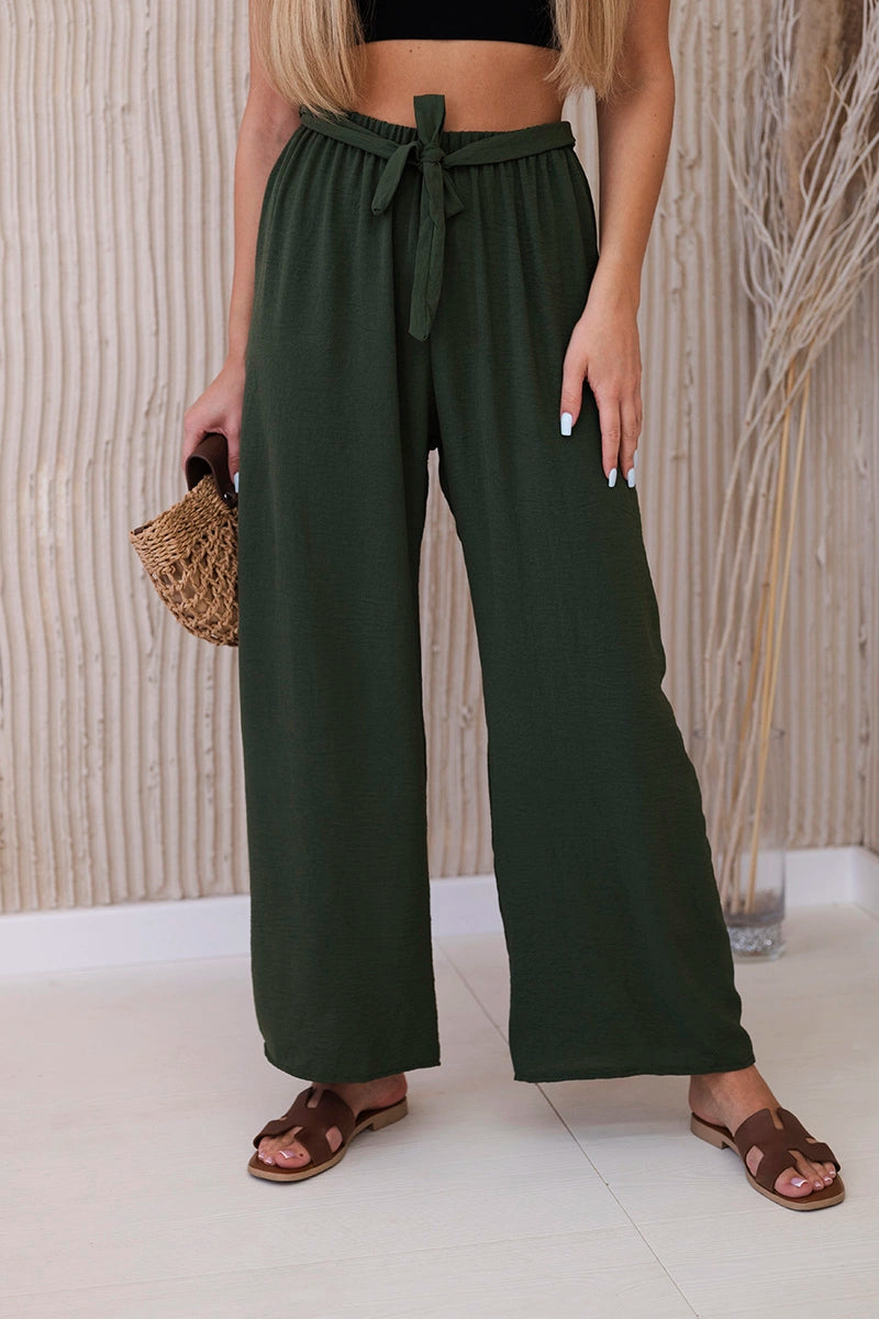 Панталон с широка талия и колан 5878