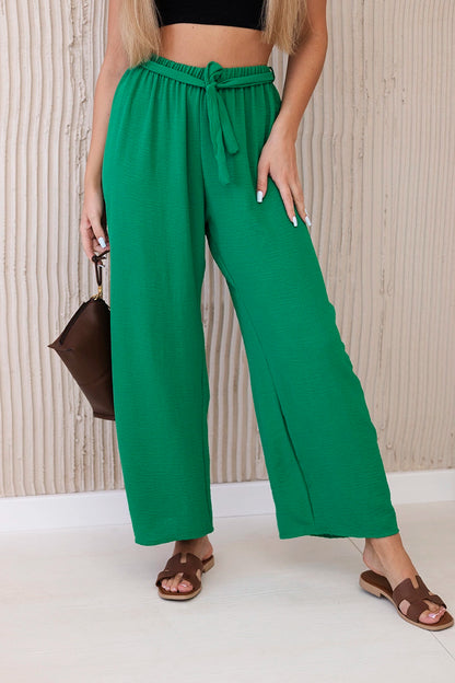 Панталон с широка талия и колан 5878