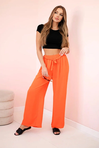 Панталон с широка талия и колан 5878