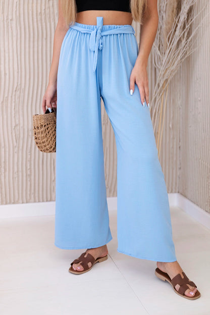 Панталон с широка талия и колан 5878