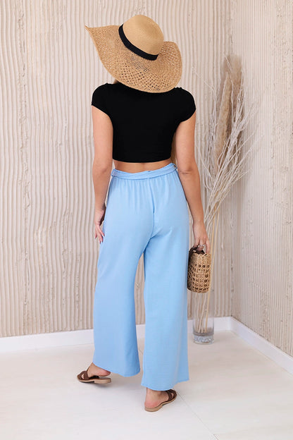 Панталон с широка талия и колан 5878