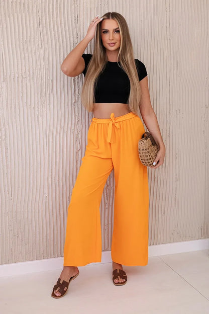 Панталон с широка талия и колан 5878