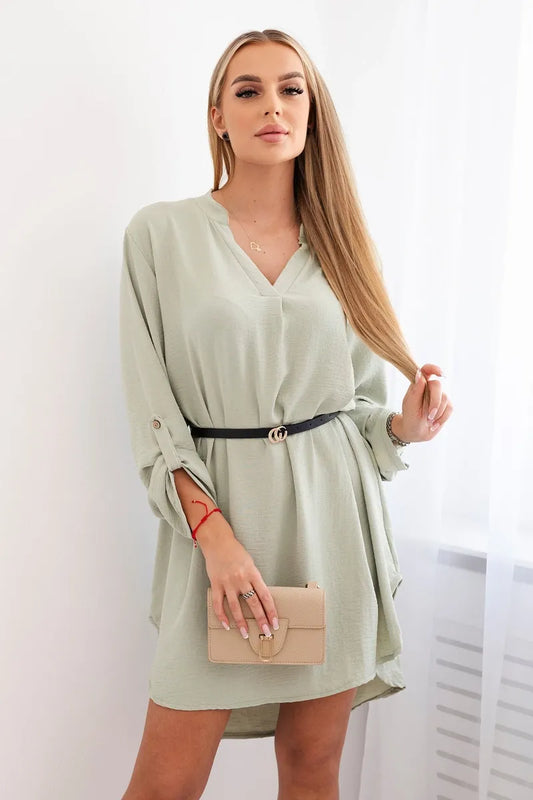 Дълга рокля тип риза с колан 59100-24