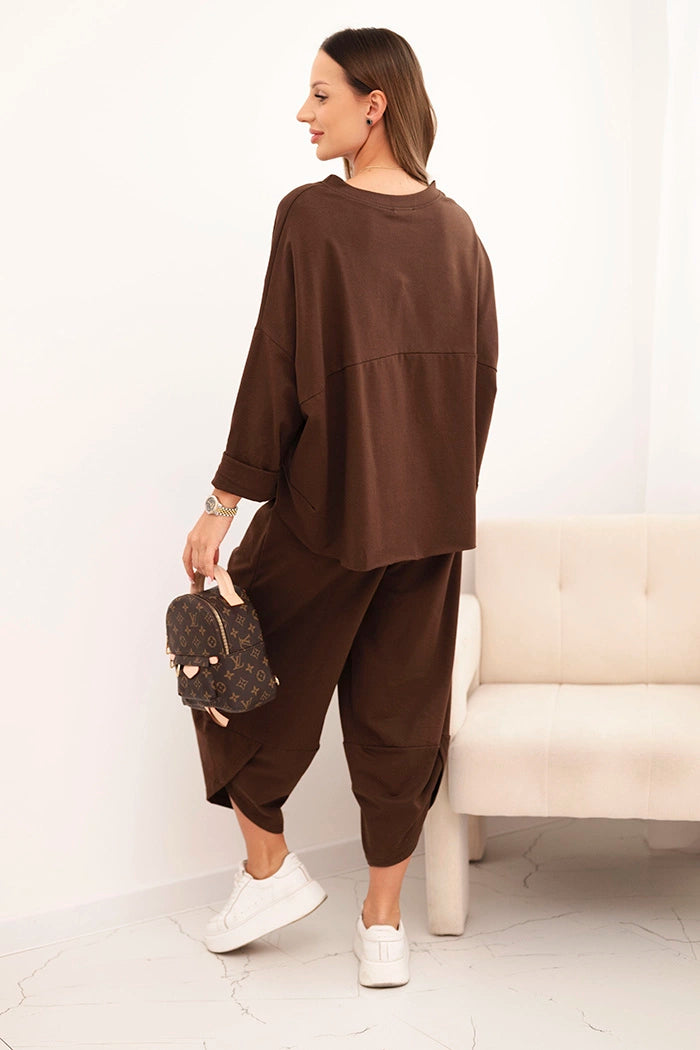 Памучен комплект от суичър с панталон 6171G