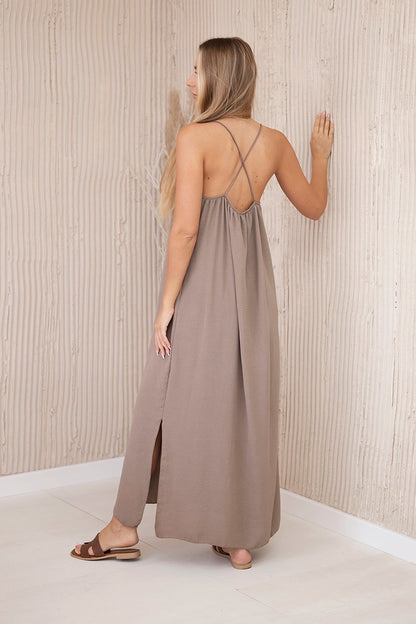 Дълга рокля с тънки презрамки 6418