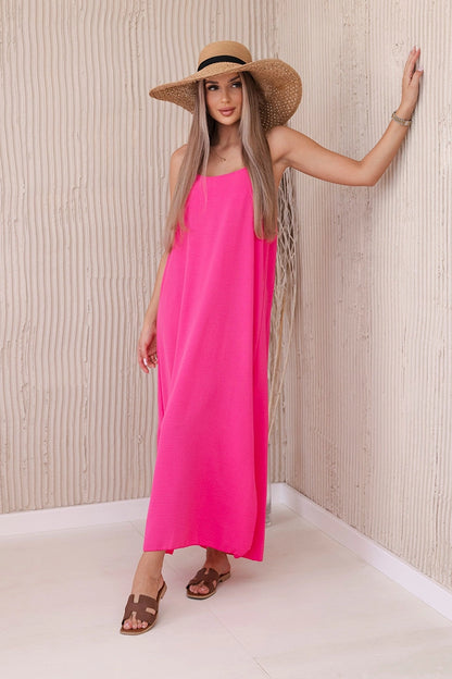 Дълга рокля с тънки презрамки 6418