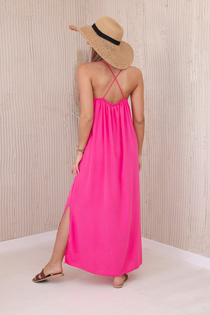 Дълга рокля с тънки презрамки 6418