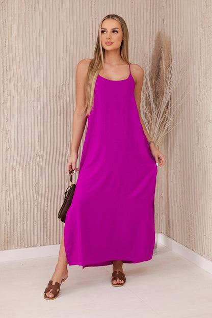 Дълга рокля с тънки презрамки 6418