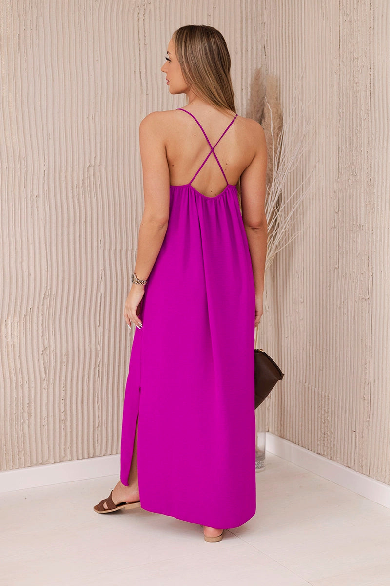 Дълга рокля с тънки презрамки 6418